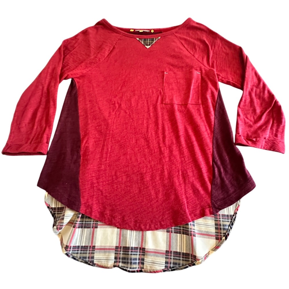 Anthropologie Little Yellow Button Top‎ High Low Hem Long Sleeve Boho Blouse